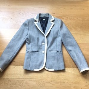 J.crew gray wool white blazer edged blazer. Size 6